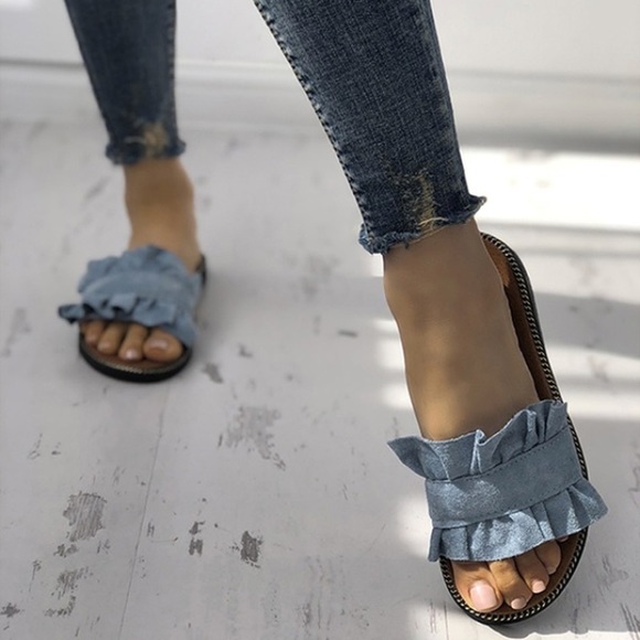 Denim blue slides New size 7.5 8 - Picture 4 of 5